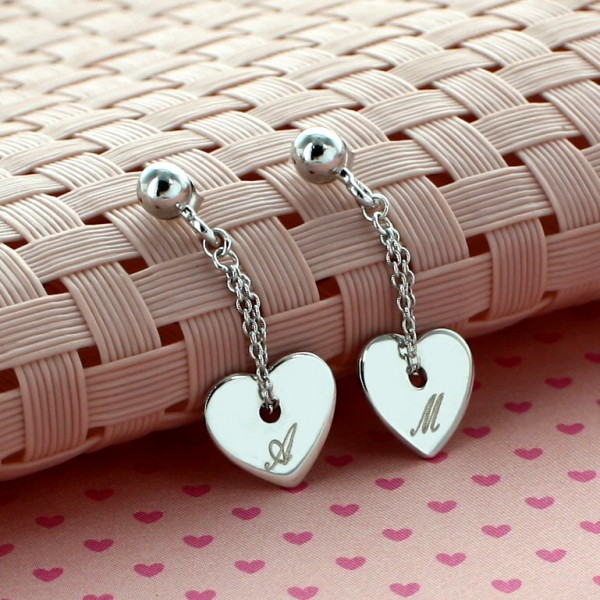 Sterling Silver Engraved Heart Earrings