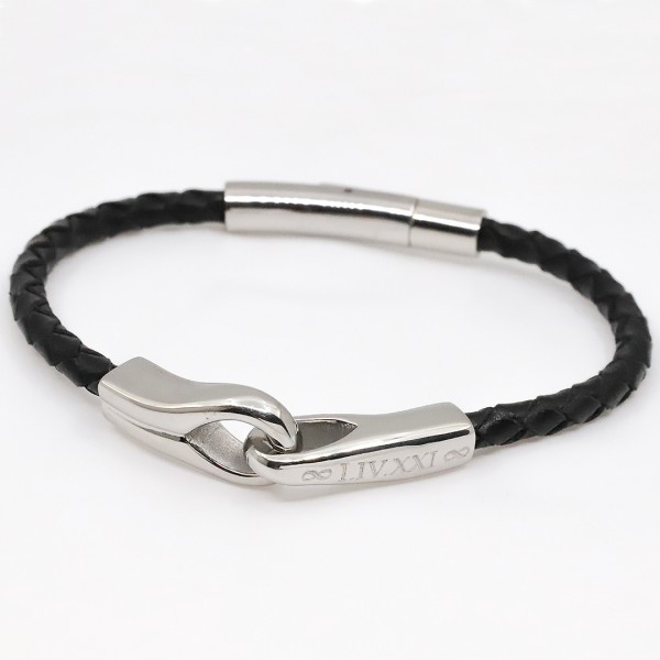 Leather Bracelet with Personalized Clasps