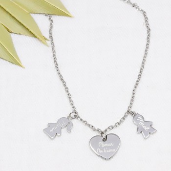 Necklace “Family” with Heart and Figurines