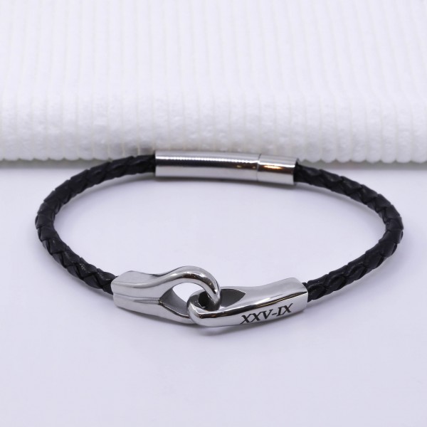 Leather Bracelet with Personalized Clasps