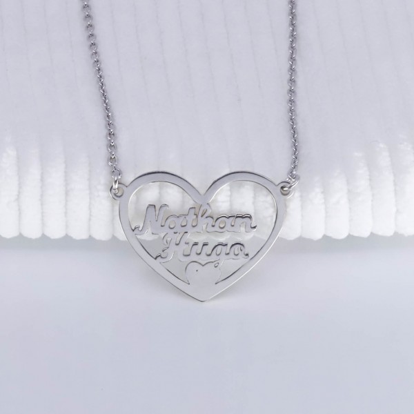 Two (2) Names in a Heart Necklace